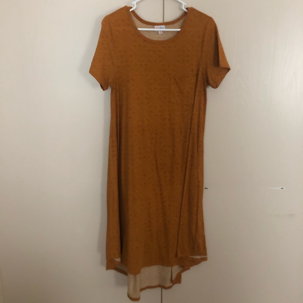 Lularoe mustard yellow high low dress